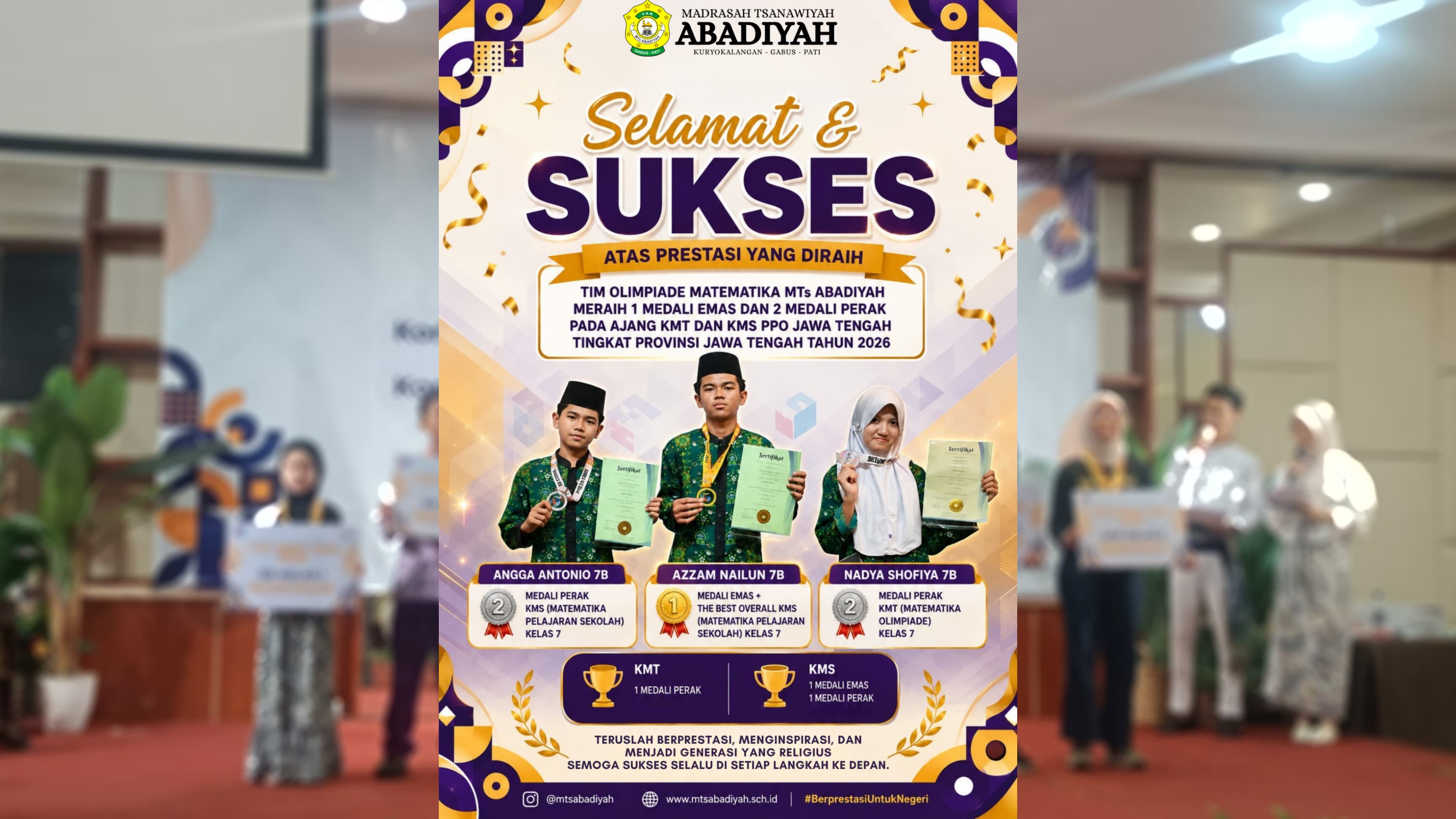 Melalui Proses Panjang, Tim Olimpiade Matematika MTs Abadiyah Sukses Borong Medali di Babak Final KMT & KMS PPO Jateng 2026
